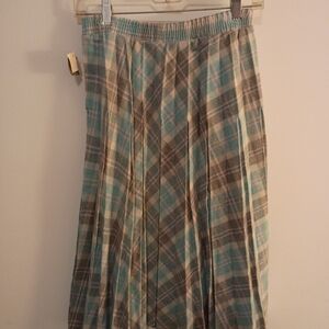 Plaid Pleated Skirt in Blue and Gray